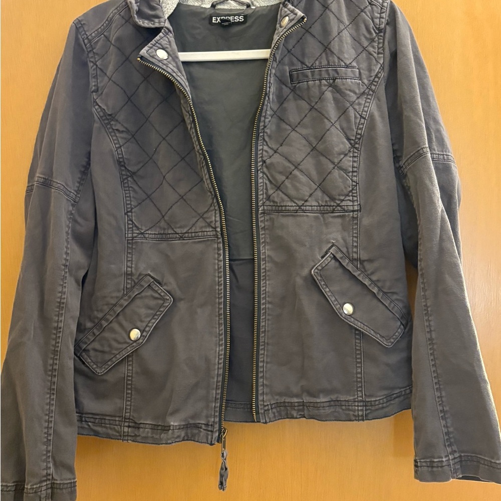 Express Charcoal Quilted Jacket